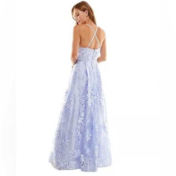 BCX Juniors' Floral Embroidered Gown, evening dress size 5, lavender - Picture 6 of 13